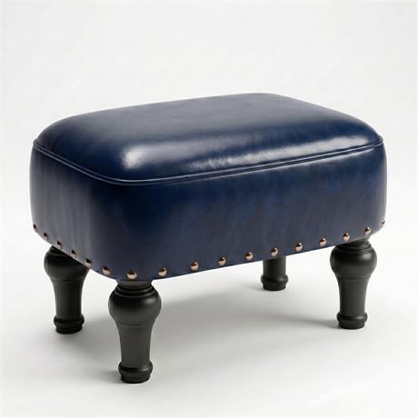 Cmishe Ottoman Leather Footrest,Vintage Footstool,Thickened Foam Upholstered