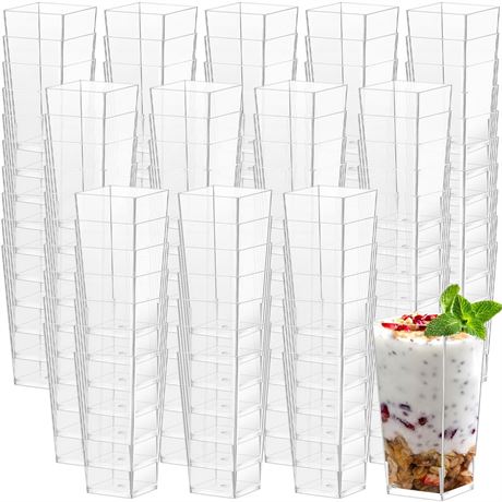 Uiifan 500 Pack 3 oz Mini Dessert Cups Tall Clear Plastic Parfait Cups for