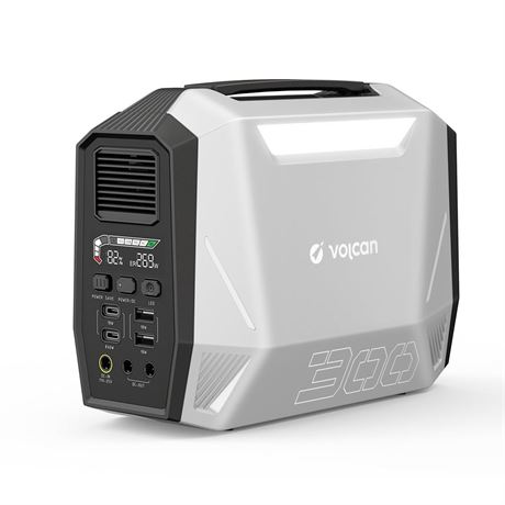 300W Solar Generator, Volcan Portable Power Station 299Wh(100800mAh) Pure Sine