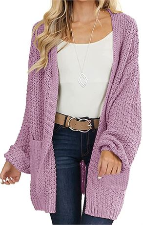 MEROKEETY Women's 2024 Fall Open Front Chunky Knit Sweater Oversized Lantern