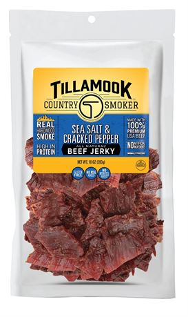 Tillamook Country Smoker Jerky  Sea Salt & Cracked Pepper Jerky  10oz