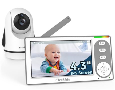 Baby Monitor with Camera and Audio, 30-Hour Battery, 4.3" IPS Split-Screen Baby