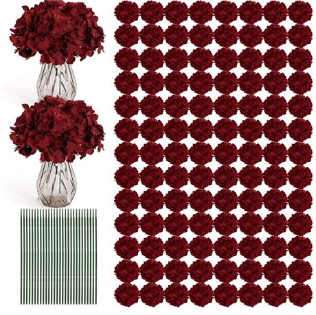 Auihiay 204PCS Hydrangea Artificial Flowers, Silk Artificial Hydrangea Flowers