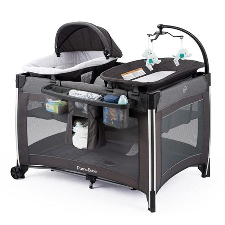 Pamo Babe 4 in 1 Portable Baby Crib Deluxe Nursery Center, Foldable Travel