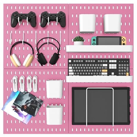 MULSAME Pegboard Combination Kit, 25.2" x 25.2" Wall Mounted Storage Set with 4