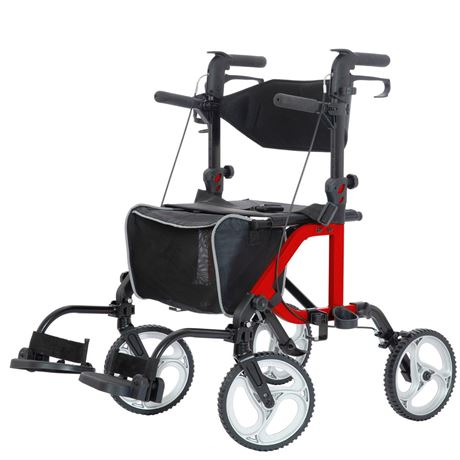 ELENKER 2 in 1 Rollator Walker & Transport Chair, Folding Wheelchair with 10â€