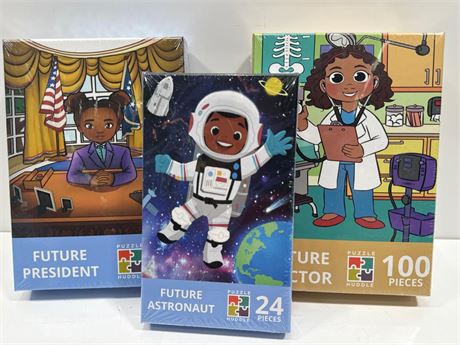 3 Puzzle Huddle Children’s Puzzles - Future  Doctor / Astronaut & President