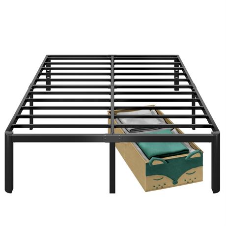 14 Inch King Bed Frame with Round Corners, Heavy Duty Metal Platform Bed Frame