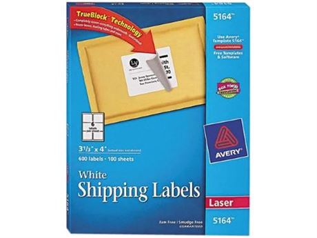 Avery TrueBlock Shipping Labels  Sure Feed Technology  Permanent Adhesive