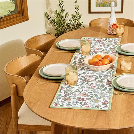 Beautiful Wildflower Quilted Print Fabric Table Runner by Drew Barrymore,