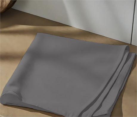 Color Sense 100% Cotton Percale Single Flat Bedsheet Cool & Crisp Twin Dark Gray