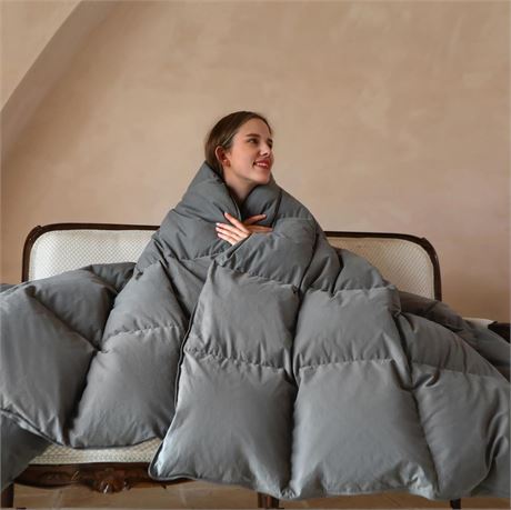 Premium Goose Feather Down Comforter Queen Size,All Seasons Down Duvet