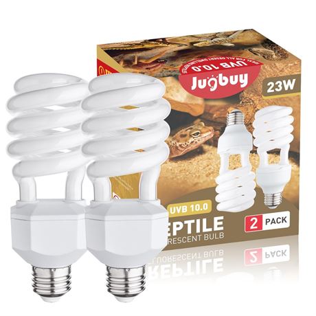 UVB Reptile Light Bulb 10.0, 23W UV Spiral Compact Florescent Terrarium Lamp