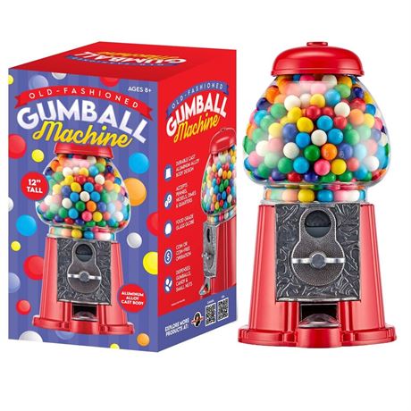 Tradeopia 12" Gumball Machine for Kids and Adults, Old Fashioned Metal Gumball