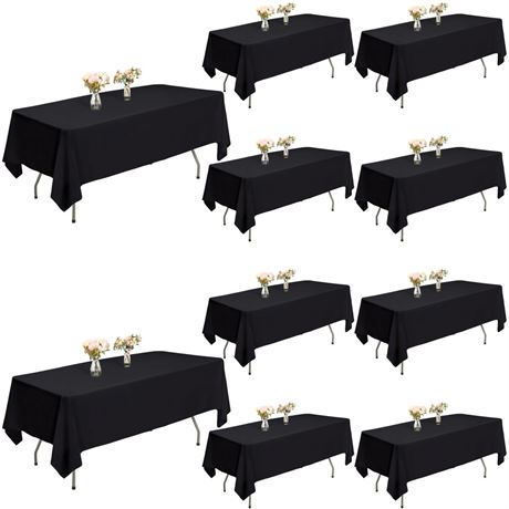 Black Tablecloths Rectangular 10-Pack, 60x102 Inch Table Cloths for 6 Foot