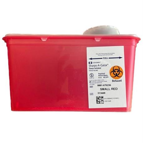 Small 4 Qt. Sharps Disposal Container, Chimney-Top, Red - 8881676236