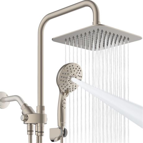 Ryamen Dual Shower Head Combo, 8'' High Pressure Rain Shower Head with Handheld
