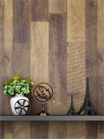 FunStick 36" x 200" Brown Shiplap Peel and Stick Wallpaper Wide Plank Wood Look