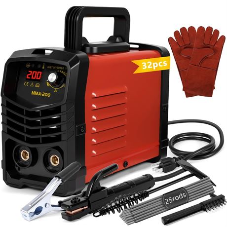 200Amp Welding Machine with 25 Rods, Portable 110V ARC Stick Welder for
