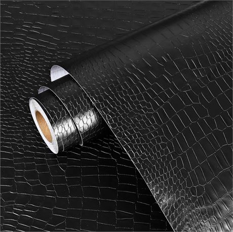 Black Crocodile Wallpaper Peel and Stick Self Adhesive Textured Wallpaper for