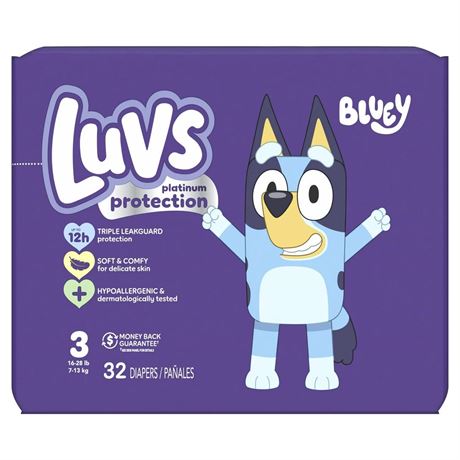 Luvs Platinum Protection Baby Diapers, Size 3, 32 Count