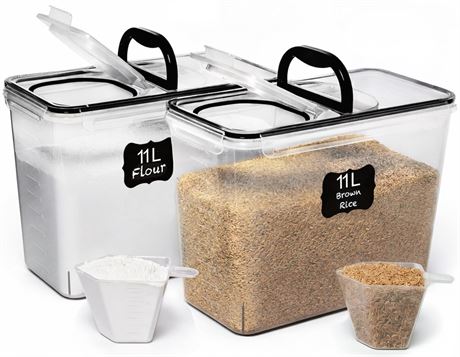 Shazo 2 PC (11L | 372 oz) Flour Sugar Storage Containers with Spout Lid & Easy