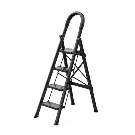 Step Ladder 4 Step Folding Step Stool W/Wide Anti-Slip Pedal&Handrail