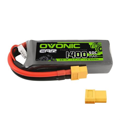 OVONIC 3s Lipo Battery 50C 1400mAh 11.1V Lipo Battery with XT60+TRX Connector