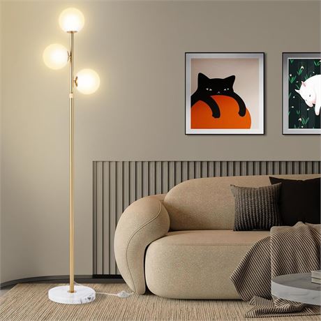 vallerico 3-Globe Mid Century Modern Floor Lamps for Living Room, Adjustable
