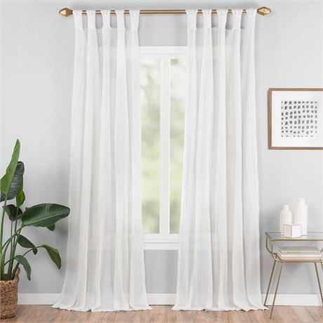 VUE Sheer Curtains for Bedroom - Tab Top 50" x 95" Light Filtering Single Rod