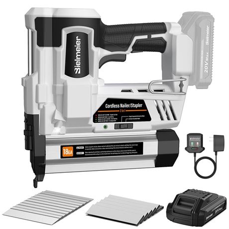 Cordless Nail Gun Battery Powered, 20V Brad Nailer 18 Gauge 2 in 1 Staple Gun,