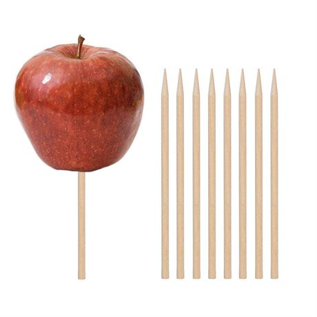 HANSGO Wooden Candy Apple Skewer Sticks, 6mm 5.25inch Natural Skewers BBQ