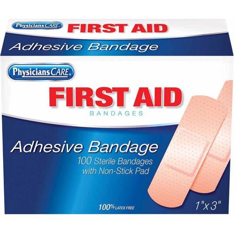 First Aid Only 1 W X 3 L Adhesive Bandages 100/Box (90097) 819387