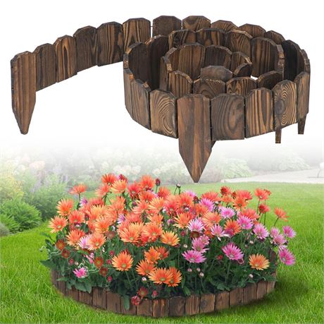 9.6ft L x 3.9in H Landscape Edging - Sturdy Anti-Corrosive Wood Garden Edging