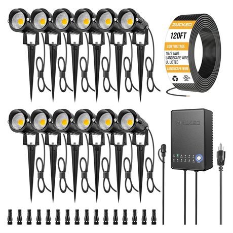 ZUCKEO All-in-One Low Voltage Landscape Lighting Kit, 5W LED Landscape Lights