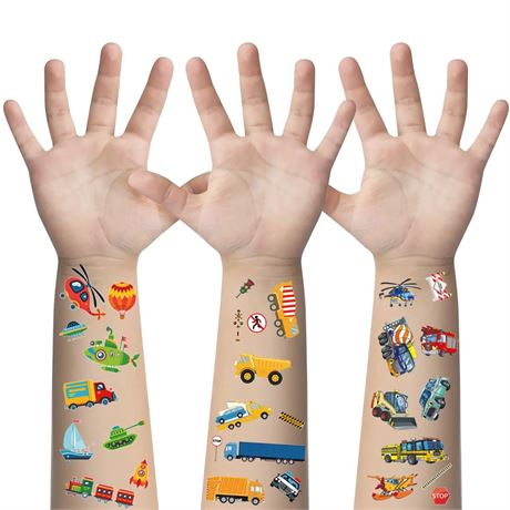 Temporary tattoos for kids, cute transportation stickers, airplane tattoos, car