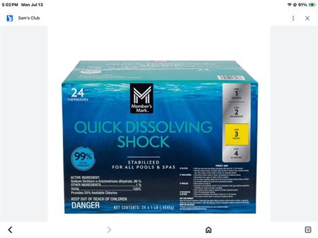 Member's Mark Quick Dissolve Shock, 24 ct.