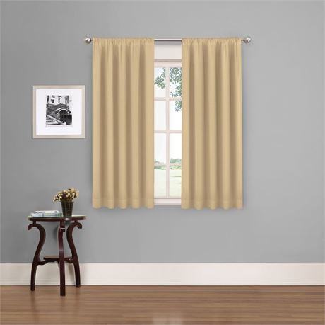 Eclipse Phoenix Solid Blackout Curtains, 63 Inch Long, Set of 2, Wheat, 37" W x