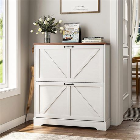 Smart FENDEE Shoe Cabinet, Shoe Storage Cabinet for Entryway with 2 Flip