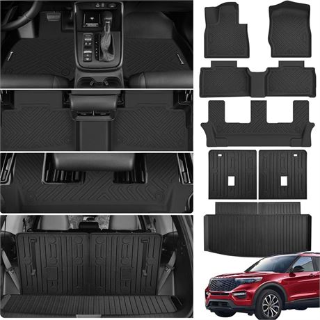 Floor Mats &Trunk Mat for 2020-2025 Ford Explorer 7 Seats with Backrest Mat ll