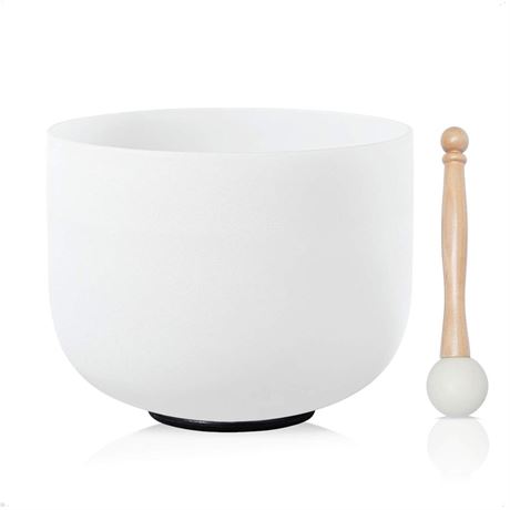 440HZ 8 Inch C Note Root Chakra Frosted Quartz Crystal Singing Bowl with Mallet