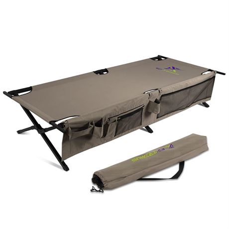 Extremus New Komfort Camp Cot, Folding Camping Cot, Guest Bed, 300 lbs