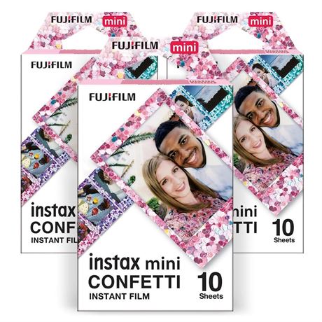 Fujifilm Instax Confetti Mini Film (10 Exposures, 3-Pack) Vibrant Colorful