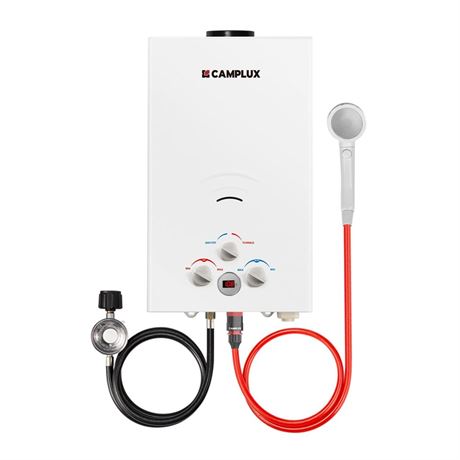 CAMPLUX Tankless Water Heater Propane, 2.64GPM Portable Water Heater for Off