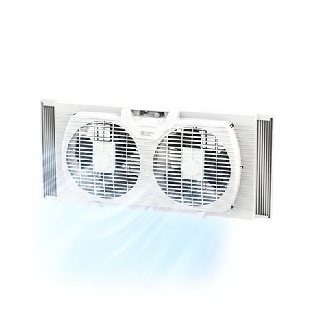Comfort Zone 9-Inch Dual Window Fan with Reversible Exhaust, 2 Speeds,