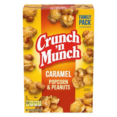 CRUNCH 'N MUNCH Caramel Popcorn with Peanuts, 12 oz.