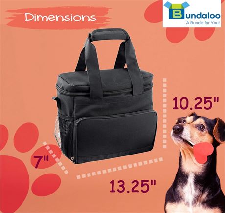 Bundaloo Dog Travel Bag Accessories Supplies Organizer 5-Piece Set with