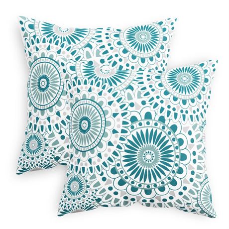 CaliTime Throw Pillow Cases Pack of 2 Cozy Fleece Overlapping Mandala Floral