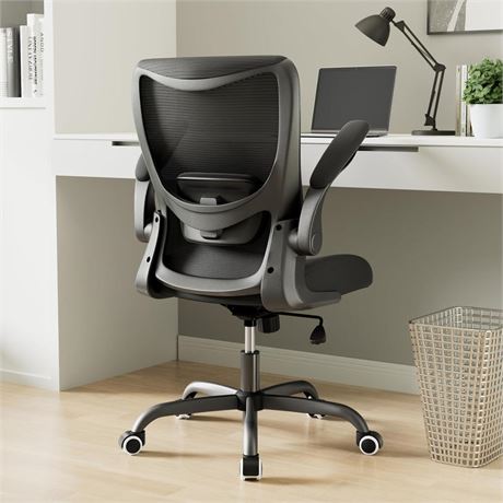 Office Chair, Ergonomic Desk Chair with Adjustable Lumbar Support and Flip up