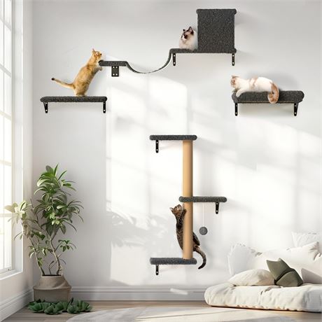 FUKUMARU Cat Wall Shelves, Stable & Safe 4 in 1 Large Cat Wall Furniture Set,